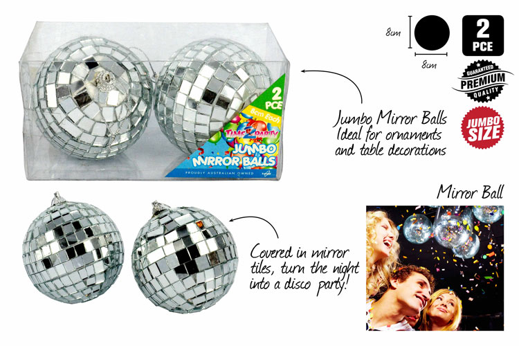 Mirror Balls 8cm Dia. Hanging Pk2